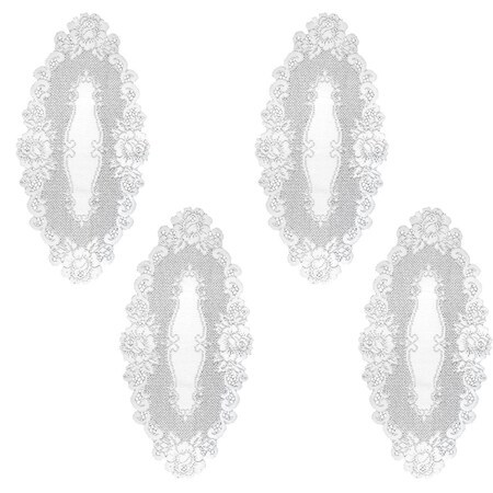 Heritage Lace 12 x 24 in. Vintage Rose Doilies, White - Set of 4 VT-1224W-S